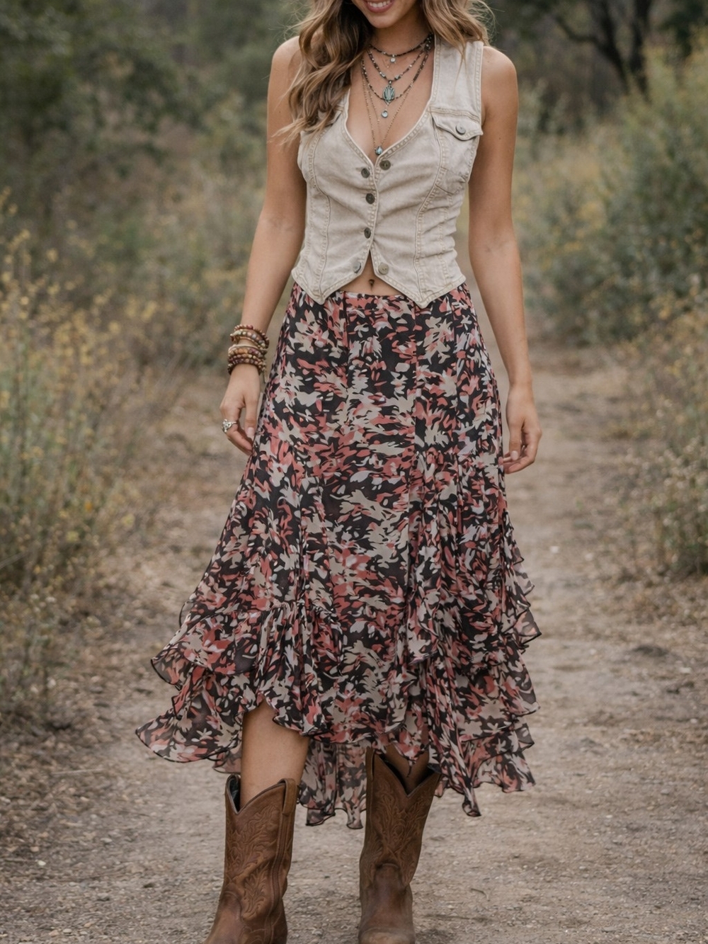 Floral Y2K boho skirt